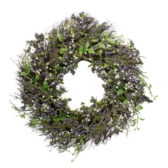 Northlight Artificial Mini Berry Fall Harvest Twig Wreath - 22" Purple