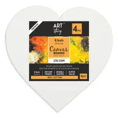 Little Birdie Canvas Board Heart 6" 4/Pkg-6"