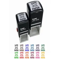 Late Paper Crab Teacher Motivation Self-Inking Rubber Stamp Ink Stamper Blue
