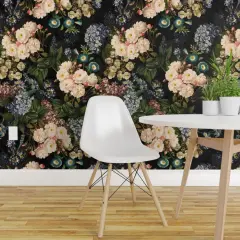 Peel & Stick Wallpaper 2FT Wide Dark Botanical Victorian Garden Vintage Rose Cottagecore Maximalist English Cottage Edwardian Custom Removable Wallpaper by Spoonflower