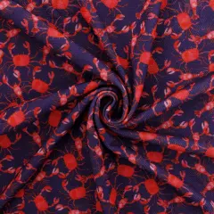Red/Blue Nautical Lobsters Bullet Fabric 1 yard
