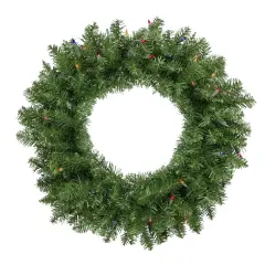 Northlight Pre-Lit Rockwood Pine Artificial Christmas Wreath - 24" - Multi Lights Green