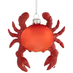 Northlight Shelled Crab Glass Christmas Ornament - 4" - Red