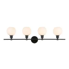Collier 4 light Black and Frosted white glass Wall sconce