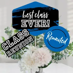 Big Dot of Happiness Reunited Blue - Royal Blue School Class Reunion Party Centerpiece Sticks - Table Toppers - Set of 15