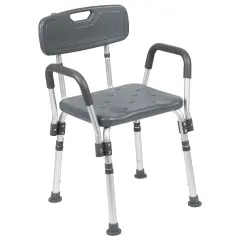 Emma and Oliver 300 Lb. Capacity Quick Release Back & Arm Shower Chair Gray