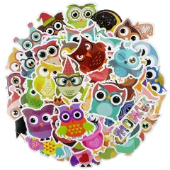 Wrapables Waterproof Vinyl Stickers for Water Bottles, Laptop, Phones, Skateboards, Decals for Teens, 80pcs Owls