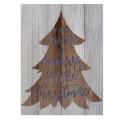 Northlight 11.75" Lighted Brown Tree "Have Yourself A Merry Little Christmas" Wall Plaque Gray