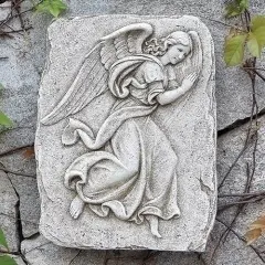Roman 15" Gray Right Facing Angel Outdoor Garden Wall Plaque