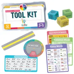 Carson Dellosa 12-Piece Be Clever Wherever Grades 3-5 Reading and Writing Tool Kit, Alphabet Sticker, Spin Wheel, Dice Game, and More Language Arts Manipulative's