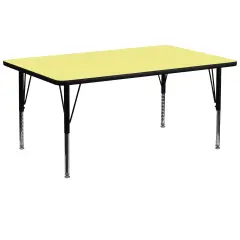 Emma and Oliver 30x72 Rectangle Laminate Adjustable Preschool Activity Table Yellow