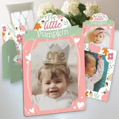 Big Dot of Happiness Girl Little Pumpkin - Fall Birthday Party or Baby Shower 4x6 Picture Display - Paper Photo Frames - Set of 12