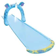 Pool Central 16' Inflatable Elephant Arch Sprayer Slide Outdoor Kids Water Toy Blue