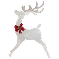 Northlight 56" LED Lighted Reindeer with Glitter Bow Outdoor Christmas Decoration White