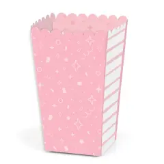Big Dot of Happiness Pink Confetti Stars - Simple Party Favor Popcorn Treat Boxes - Set of 12