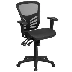 Emma and Oliver Mid-Back Transparent Mesh Multifunction Executive Swivel Ergonomic Office Chair with Adjustable Arms Black