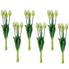 Northlight Real Touch&trade; White and Green Artificial Tulip Floral Bundles, Set of 6 - 18"