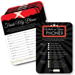 Big Dot of Happiness Red Carpet - 2-in-1 Movie Night Party Cards - Activity Duo Games - Set of 20