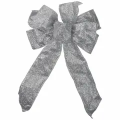 Northlight Glittered 6-Loop Christmas Bow Decoration - 9" x 14" - Silver
