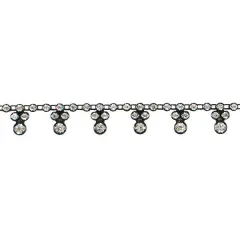 Scalloped Glass Rhinestone Trim Black