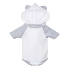 Rabbit Skins&reg; Fine Jersey Infant Short Sleeve Raglan Bodysuit with Hood & Ears Blended White