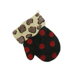 Gallerie II 4" Eclectic Leopard Print and Polka Dot Mitten Christmas Ornament Brown