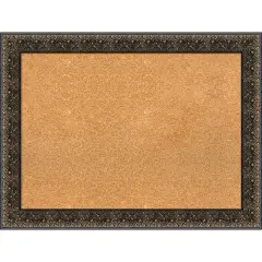 Intaglio Embossed Black Wood Framed Corkboard, Natural Cork