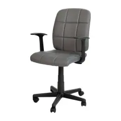 Emma and Oliver Mid-Back Quilted Vinyl Swivel Task Office Chair with Arms Gray