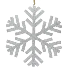 Northlight Glitter Drenched Wooden Snowflake Christmas Ornament - 11.75" - Silver Tone