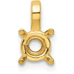 14K Gold 4 Prong Round Pendant Setting 7.5mm