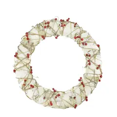 Northlight Pre-Lit Berry Artificial Christmas Wreath - 18-Inch, Clear Lights Beige