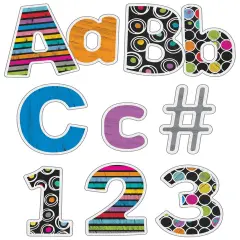 Carson Dellosa 219-Piece Chalkboard Cutout Letters, 4" Colorful Upper and Lowercase Alphabet, Numbers, Punctuation, and Symbols for Bulletin Board, Posterboard, Party, and Classroom Decor