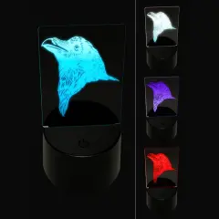 Realistic Crow Head 3D Illusion LED Night Light Sign Nightstand Desk Lamp