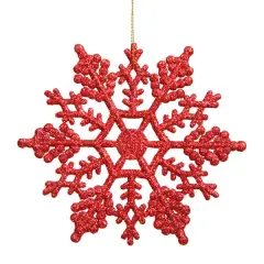 Northlight Glitter Snowflake Christmas Ornaments - 4" - Red - 24ct