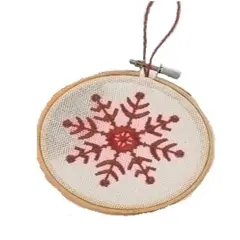 Roman Embroidered Snowflake Hoop Loom Christmas Ornament - 4.5" White