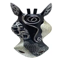 Abstract Black / White Giraffe African Safari Wall Mask Africa Decor 12 Inch