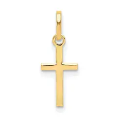14K Yellow Gold Cross Charm Pendant Religious Jewelry 19 X 8mm