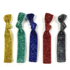 Wrapables Colorful Hair Ties Ponytail Holders (Set of 5) Rainbow Glitter