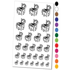 Fancy Carousel Horse Merry-Go-Round Temporary Tattoo Water Resistant Fake Body Art Set Collection Dark Blue