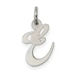 Sterling Silver Small Script Initial Letter E Charm Jewerly 16mm x 10mm