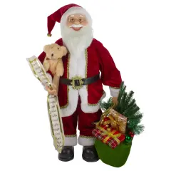 Northlight 2' Standing Santa Christmas Figure with Presents and a Naughty or Nice List Red