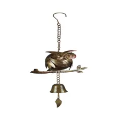 Decorative Metal Owl Mottled Finish Wind Chime Sculpture