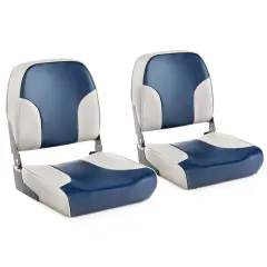 Costway 2-Piece Folding Boat Seat Set with Sponge Padding & Aluminum Hinges Low Back Blue