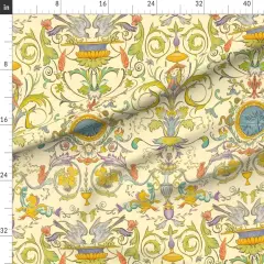 Various Fabrics by the Yard or Fat Quarter Multicolor Baroque Renaissance Floral Fresco Botanical Birds Victorian Large Scale Water Color Horses. Italian Custom Printed Fabric by Spoonflower