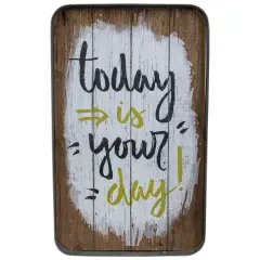 Tii Collections 15.75" Black and Yellow Metal Today is Your Day Hanging Sign Brown