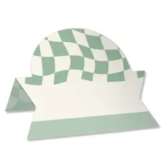 Big Dot of Happiness Sage Green Checkered Party - Tent Buffet Card - Table Setting Name Place Cards - Set of 24