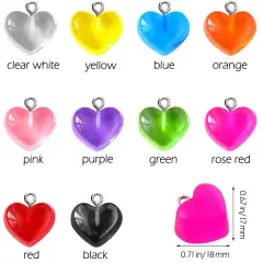 50 Pieces Gummy Heart Charms Pendant Colorful Love Heart Candy Valentine's Day Pendant Charm Keychains Necklace Earring Pendant for DIY Jewelry Crafts Supplies