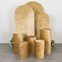 5 Cylinder Pedestal Crushed Velvet Display STAND COVERS Champagne