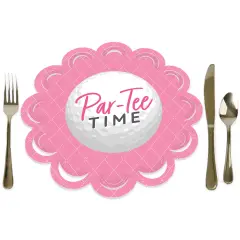 Big Dot of Happiness Golf Girl - Pink Birthday Party or Baby Shower Round Table Decorations - Paper Chargers - Place Setting For 12