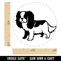 Cartoon Cavalier King Charles Spaniel Dog Pet Self-Inking Rubber Stamp Ink Stamper for Stamping Crafting Planners Green